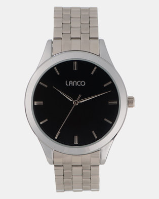 Photo of Lanco Gents Watch Sunray Black Dial Metal Band Silver