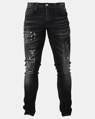 Photo of Cutty Awesome Ignite Rip and Repair Slim Jeans Black