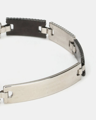 Photo of Digitime Rectangular Link Stainless Steel Bracelet Silver Black