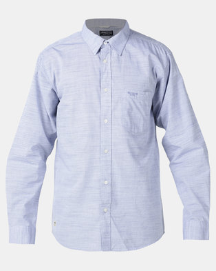 Photo of Jeep Long Sleeve Horizontal Stripe Cotton Shirt Blue