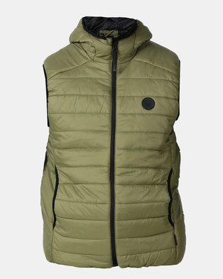 Photo of D-Struct Hooded Quilted Gilet Khaki