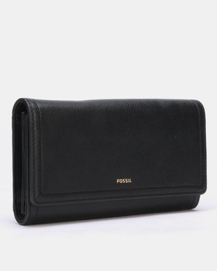 Photo of Fossil Logan Leather Flap Clutch Black