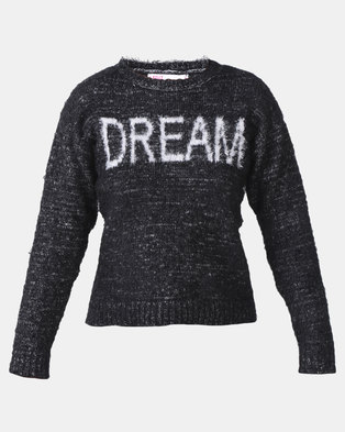 Photo of Legit Fluffly Pullover with Dream Slogan Black