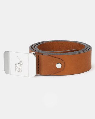 Photo of Polo Belts Etan 40mm Casual Plaque Leather Belt Tan