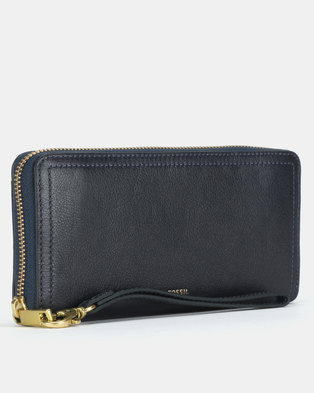 Photo of Fossil Logan Leather Zip Clutch Blue