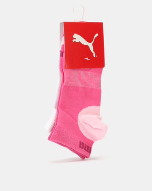 Photo of Puma Sportstyle Core Girls 2 Pack Secret Socks White/Vivid Pink