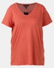 New Look Curves V Neck Step Hem T-Shirt Bright Orange Photo
