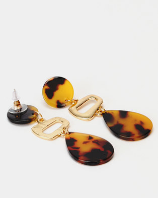 Photo of Lily Rose Lily & Rose 3 Shape Resin Earrings Brown/Gold