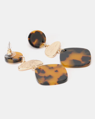 Photo of Lily Rose Lily & Rose Spotted 3 Drop Resin Earrings Brown