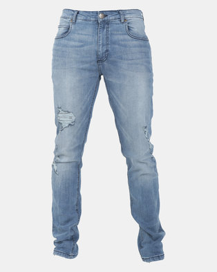 Photo of Crosshatch Kiniston Skinny Ripped Washed Jeans Light Wash