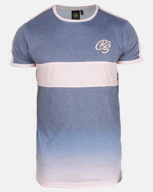 Photo of Crosshatch Denim Blue Brontes Chest Stripe Ombre T-shirt