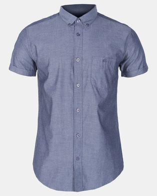 Photo of Smith & Jones Dark Blue Henthorn Short Sleeve Plain Shirt