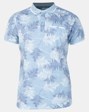 Photo of Smith & Jones Dusty Blue Wray Floral Printed Golfer