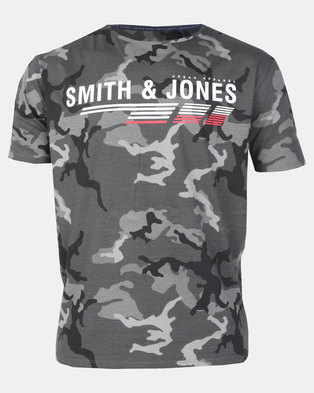 Photo of Smith & Jones Asphalt Grey Garvis Camo Branded T-shirt