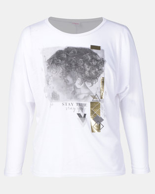 Photo of Legit Batwing Sleeve Photographic Printed Tee White