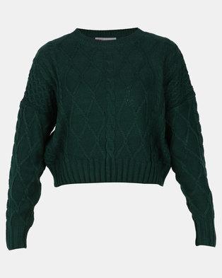 Photo of Legit Boxy Pullover with Cable Knit Design Teal