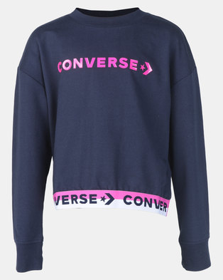 Photo of Converse Wordmark Cropped PO Crew Obsidian