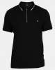 New Look Mens Basic Paul Tipped Zip Polo Black Photo