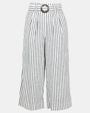 Photo of New Look Stripe Linen Blend Trousers Cream