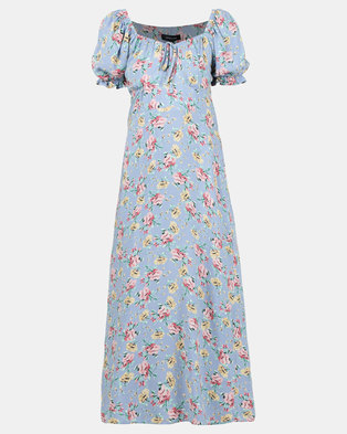 Photo of New Look Floral Off Shoulder Midi Milkmaid Dress Blue
