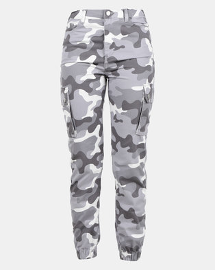 Photo of New Look Camo Utility Trousers Light Grey