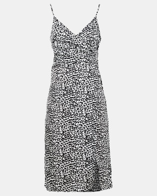 Photo of New Look Leopard Print Satin Midi Dress White