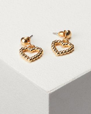 Photo of New Look Mini Textured Heart Drop Earrings Gold