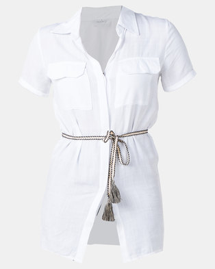 Photo of Royal T Shirt Style Rope Tie Dress White