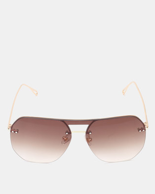 Photo of You I You & I Gold Luxe Metal Shield Sunglasses