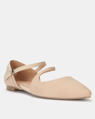 Photo of Call it Spring FEROSS Nude Ankle Strap Ballet Pumps
