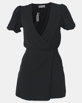 Photo of Ivyrevel Puff Sleeve Overlap Dress Black