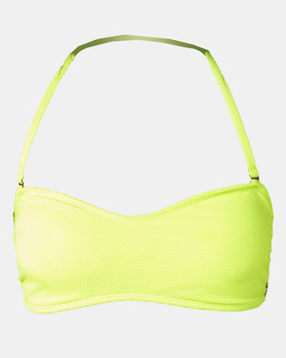 Photo of Sissy Boy Seersucker Bandeau Bikini Top with Removable Padding And Straps Lumo Green