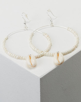 Photo of Jewels and Lace Silver Cowrie Shell Drop Earrings