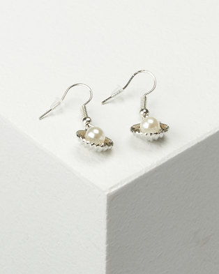 Photo of Jewels and Lace Pearl Shell Drop Earrings Silver
