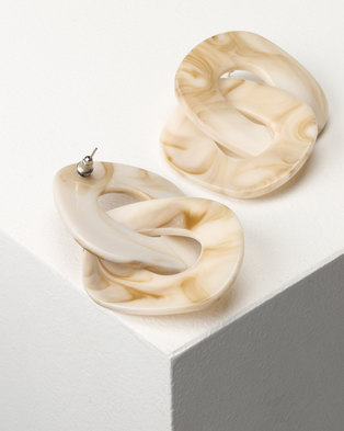 Photo of Jewels and Lace Perspex Statement Link Earrings Cream