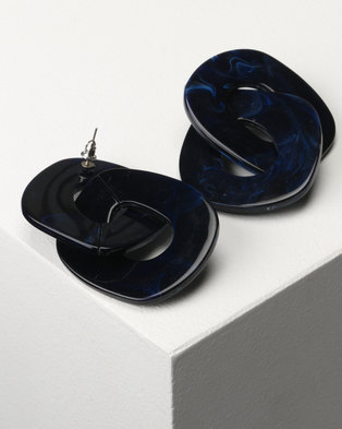 Photo of Jewels and Lace Perspex Statement Link Earrings Navy