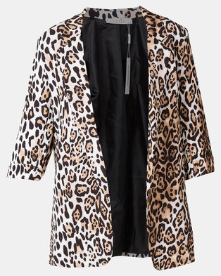 Photo of Liquorish Leopard Print Blazer Jacket 3/4 Sleeve Length