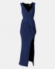 City Goddess London Folded Peplum Maxi Dress Navy Photo