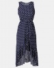 City Goddess London Polka Dot High Low Maxi Dress Navy Photo