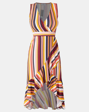 Photo of City Goddess London Stripe High Low Maxi Dress Multi