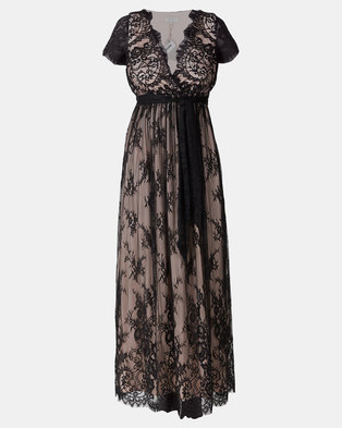 Photo of City Goddess London Scalloped Hem Lace Maxi Dress Black