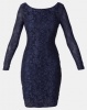 City Goddess London Long Sleeve Bodycon Midi Dress Navy Photo