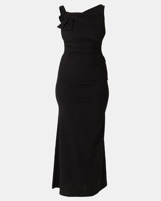 Photo of City Goddess London Side Shoulder Bow Maxi Dress Black