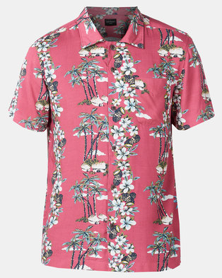 Photo of D Struct D-Struct Short Sleeve Hawaiian Shirt Pink