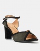 Urban Zone Col Blk Cutout Block Heel Khaki/Black Photo