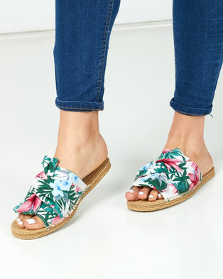 Photo of KG Canvas Slip On Sandals Floral White