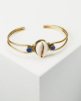 Photo of Joy Collectables Cowry Blue Shell Bangle Gold-tone