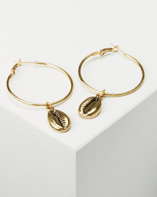 Photo of Joy Collectables Cowry Hoop Earrings Gold-tone