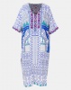 Utopia Tile Printed Embroided Swimwear Kaftan Blue Photo