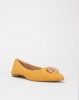 Legit Almond Toe Pump With Round Tortoise Shell Trim Mustard Photo